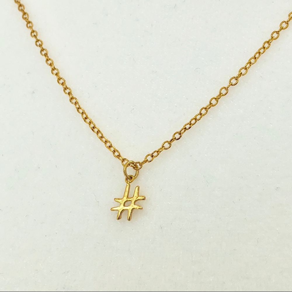 ⭐️Gorjana⭐️Hash Tag Pendant Gold Necklace Women’s Jewelry Hashtag Good Luck